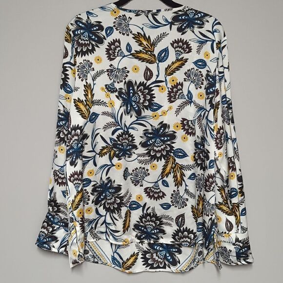 NWT Liz Claiborne White Floral Long Sleeve Blouse - Picture 5 of 7